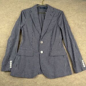 Ralph Lauren Blue and White Gingham Blazer